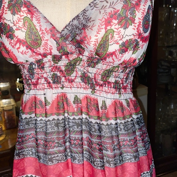 She's Cool Maxi Dress Womens Small Purple Pink Paisley Cotton Boho Smocked - Picture 3 of 5